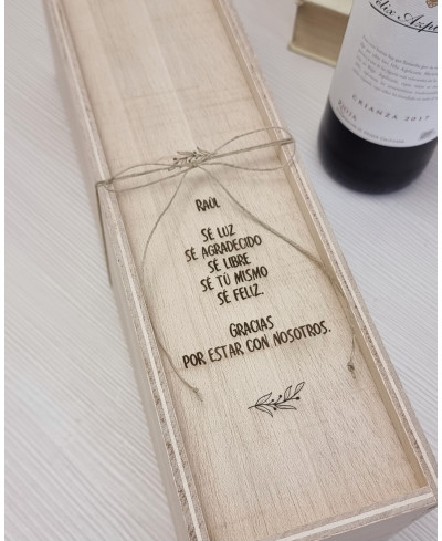 Caja de madera para botella de vino personaliaza